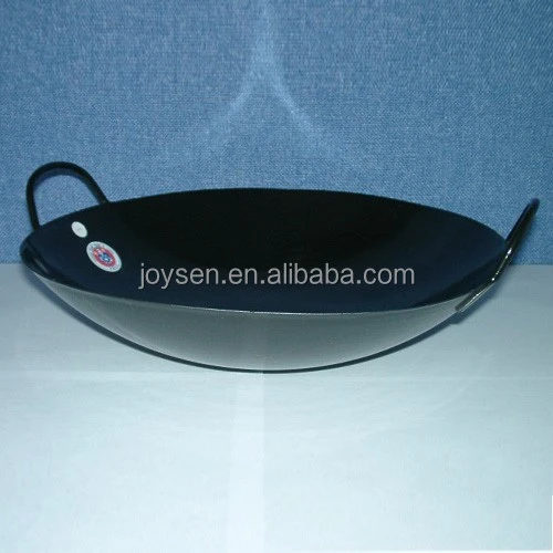 Chinese Black Enamel Cast Iron Wok