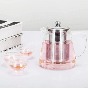 Chinese Hot Sale Tea Pot Borosilicate Glass with 304 Stainless Steel Infuser Blooming Tea Maker and Tea Set
