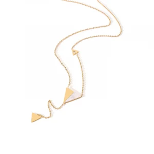 Chinese Supplier Stainless Steel Fashion Accessories Cheap Gold Plated Triangle Shell Pendant Adjustable Necklace