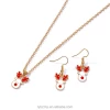 Christmas Jewelry Gift Set Dripping Oil Santa Bells Elk Multi-Element Earrings Necklace Set