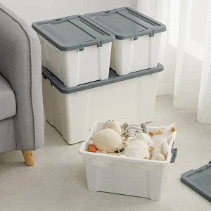 classic 40L plastic storage bin with wheels stackable home organizer