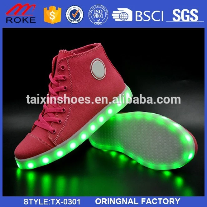 Classical s Luminous Shoes USB LED Light high cut canvas led light shoes high top led shoes Men Women Lace Up Casual Sneaker