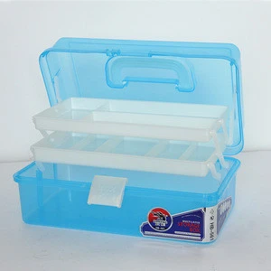 Clear Plastic Mini-Two Tray Art Supply Craft Storage Tool Box
