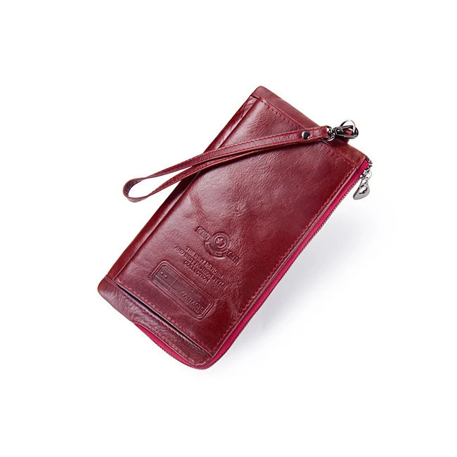 Clutch Handbag Fashion Card Holder Wallet 2020  Genuine Leather Female Long Wallets Women Zipper Strap Coin Purse For iPhone 8