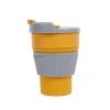 Collapsible Silicone Travel Cup, Portable Folding Coffee Mug, Reusable Leak-Proof BPA Free Silicone Drinking Cup with Lid