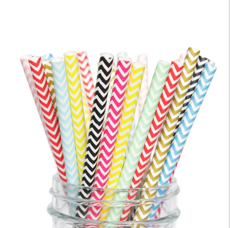 Colored wavy paper straw wedding party decoration disposable paper straw