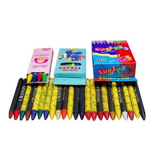 Common size 8*88 mm good quality crayon with customized wrap paper and colored box