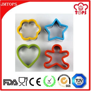 Cookie Tool Type 4 pcs Set Christmas Silicone Cookie Cutter/ Cute Silicone edged Stainless Steel Cookie Cutter -FlowerStarHeart