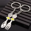 Creative silver couple Heart-shaped tableware fork spoon metal couple unisex keychain