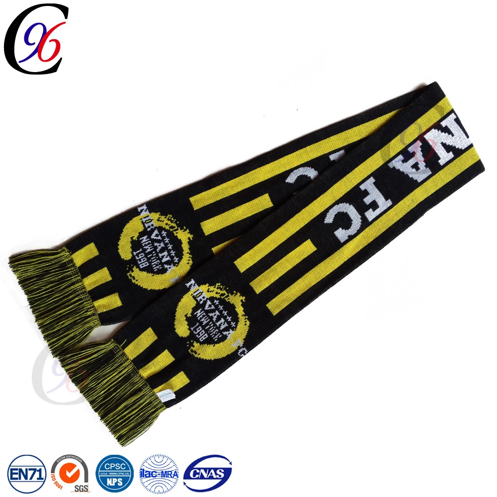 Crochet winter football printed knitted embroidered scarf