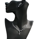 Cubic Zircon Leaf Bridal Necklace Silver Plated Jewelry Set Women Party Wedding Prom Jewelry Set