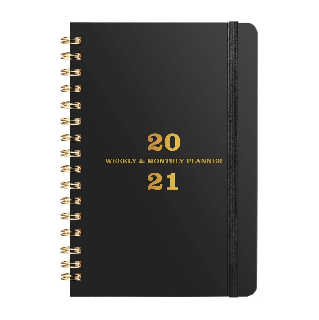 Custom Design Spiral 2021 Planners Hot Golden Foil Hardcover Journal Monthly Weekly Daily Agenda Printing Service A4 A5 Planner