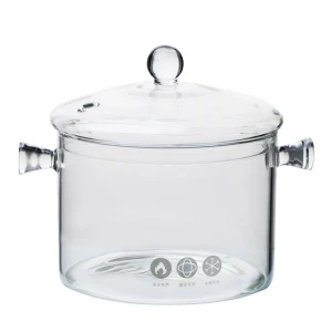 Custom Glass Soup Pot Heat Resistant Glass Cooking Pot with Handles Hot Sale