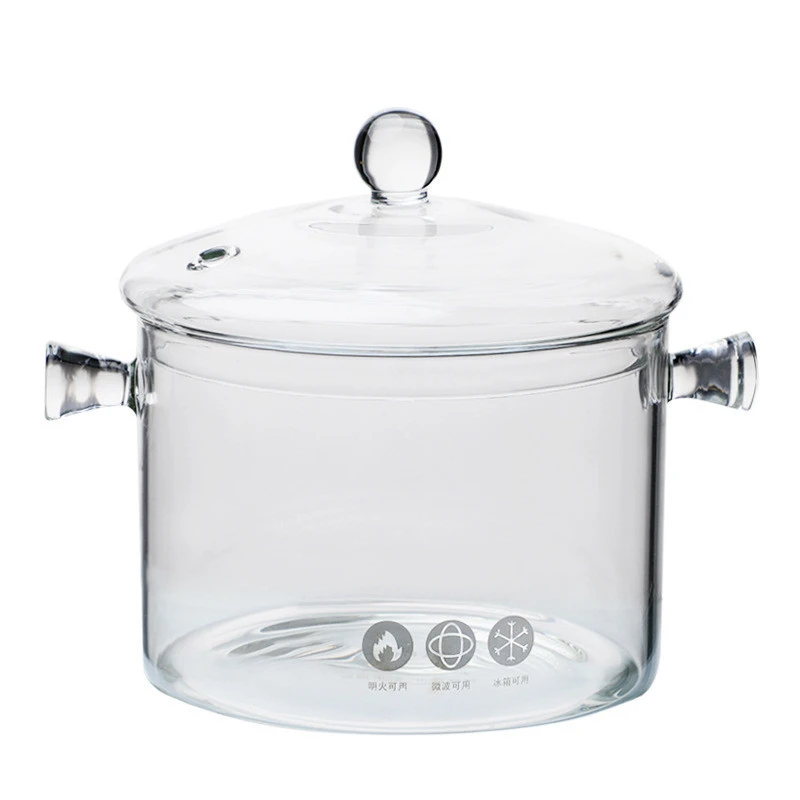 Custom Glass Soup Pot Heat Resistant Glass Cooking Pot with Handles Hot Sale