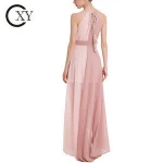 Custom Ladies Elegant Sleeveless Sashes Chiffon Casual Bridesmaid Dress