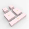 Custom Logo Luxury Drawer Paper Jewelry Box Ring Jewelry Thick Pink Paper Box Set Packaging