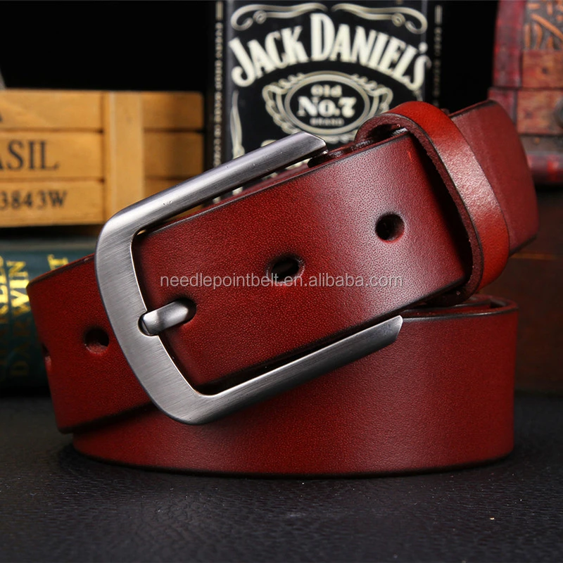 Custom Logo Metal Belt Buckle Real Leather Belt