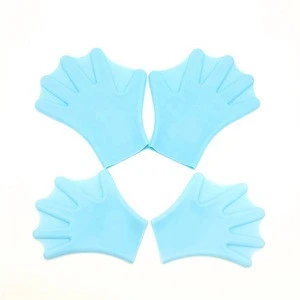 Custom logo reusable swimming gloves silicone finger diving webbed gloves