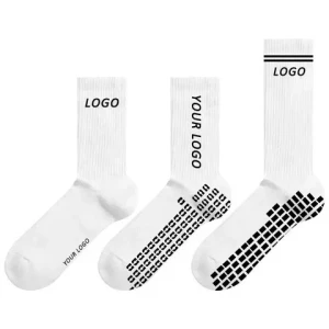 Custom Made Logo Mens Anti Slip Athletic Sport Football Grip Socks High Crew Solid Non-Slip Soccer Knitted Technique Spring