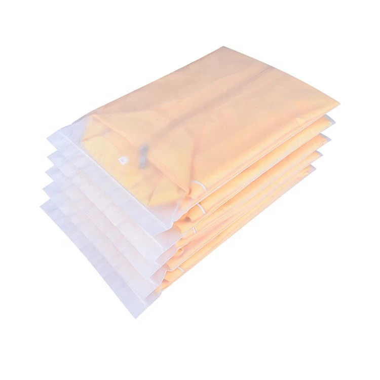 Custom matte print pattern polyethylene frosted plastic zip lock cloth bag with zipper bag