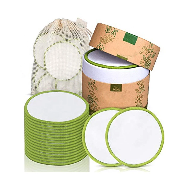 Custom Organic Reusable Bamboo Cotton Rounds Pads Microfiber Makeup Remover Facial Cleaning Pad
