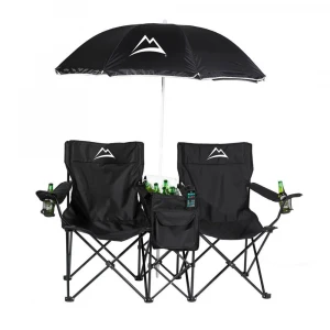 Custom Outdoor Picnic Double Folding Chair with Umbrella Table Cooler Beach chair