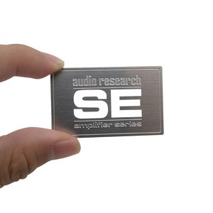 Custom print die cut metal label plate Self adhesive brand name logo stickers Anodised aluminium nameplates