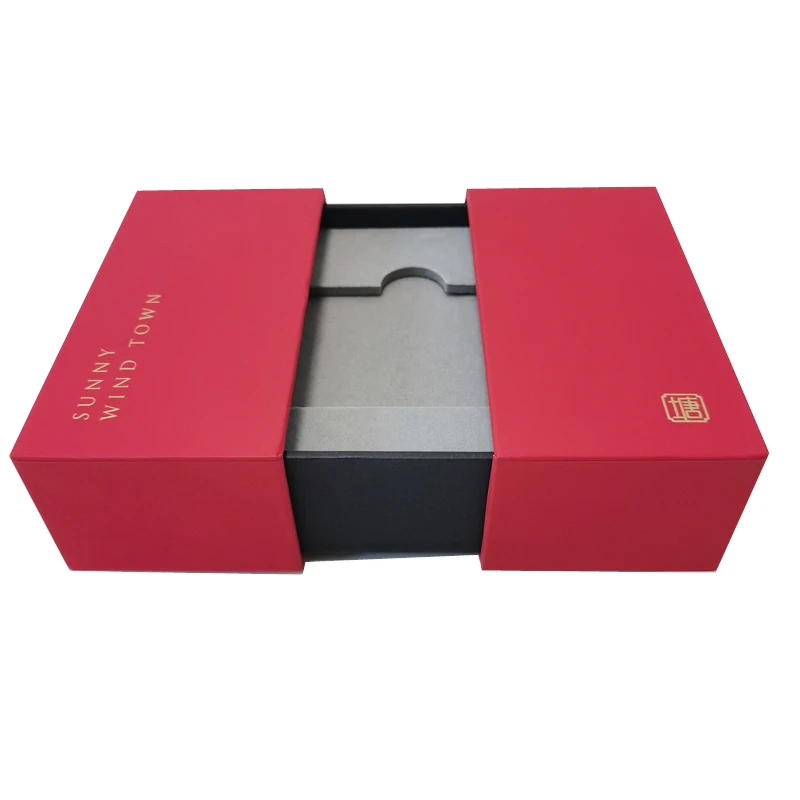 Custom rigid box split drawer style packaging boxes