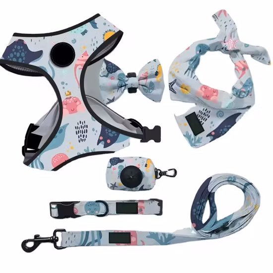 Import Custom Soft Adjustable Breathable Mesh Striped Pet Dog Harness and Leash Set for Small Large Dogs No Pull from China