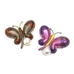 Custom Women Alloy Butterfly Jewelry Metal Brooches Zircon Natural Pearl Korea Brooch For Girls
