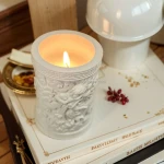 Customized Logo 8oz 10oz Modern Design Empty Concrete Candle Jar Luxury Cement Candle Vessels with Lid Customized Logo