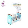 Cute Cartoon Pattern Smooth Baby Bed Wooden Frame Children Cot Movable Swing Kids Cribs With Mosquito Net