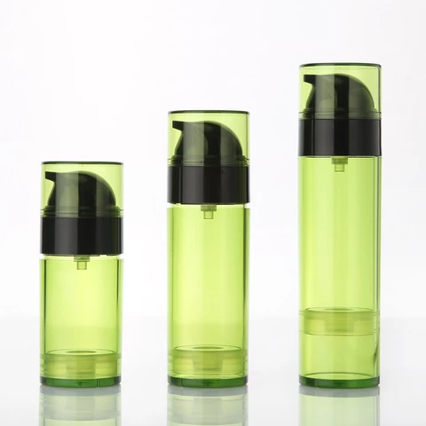 Cylindrical transparent green plastic AS Empty cosmetic 50ml 80ML 100ML airless skincare pump lotion bottle