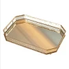 Decorative bathroom hexagon metal gold cosmetic women vanity mirror tray
