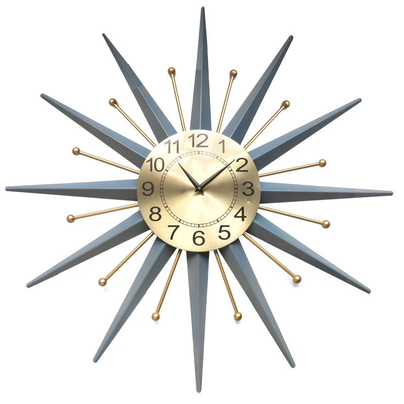 Decorative sun shape metal wall clock