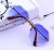 Import designer new crystal flat top pink green yellow stainless steel frame retro sunglasses from China