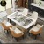 Import DG Guangdong 2021 new design leather cone base brown beige silver only slab open foldable 9pcs marble dining table dining table from China