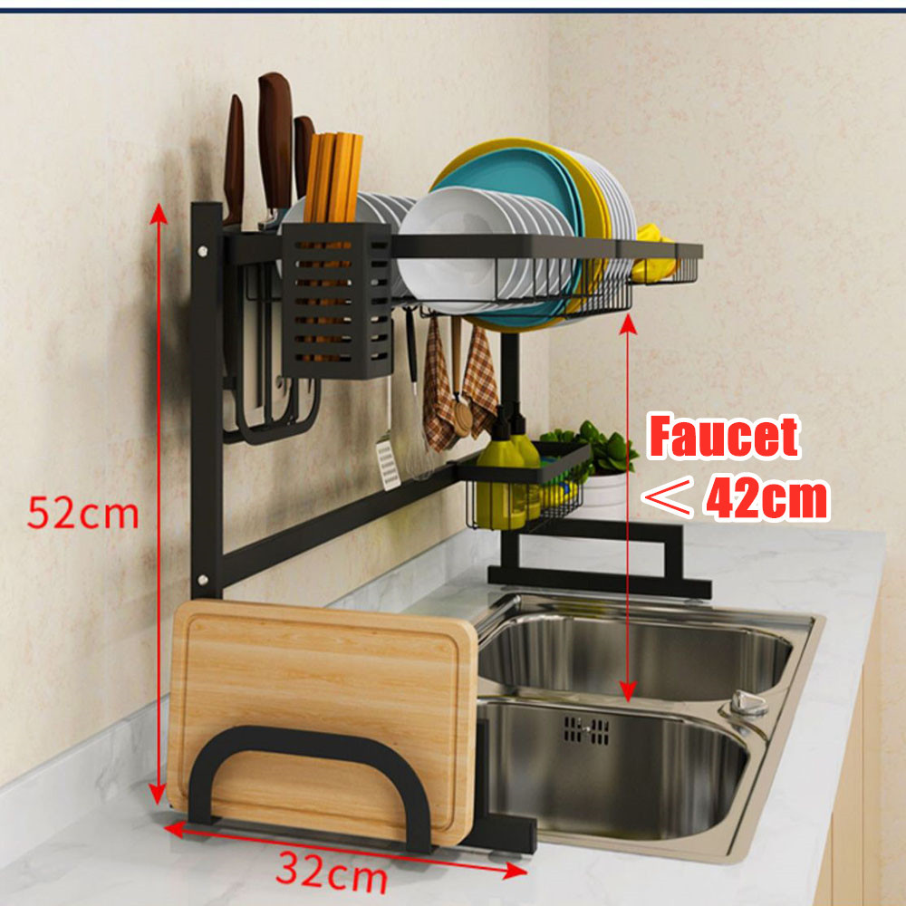 Buy Dish Drying Rack Over Sink 2 Tier Stainless Steel Kitchen Dish Rack ...