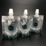 disposable cleansing Water packaging stand up small cosmetic pouch with spout for liquid