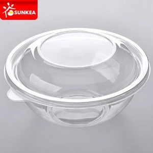 Disposable take away plastic salad bowl with lid