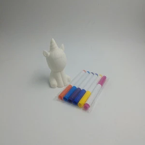 DIY White Unicorn Squishy Statue Paint Markers Painting Kit Toy