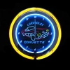 double Chevrolet neon glass wall clock clock wholesale custom neon wall lights decoration for rooms