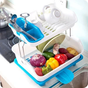 Drain fruit and vegetable basket of multi-use export plastic kitchen sink dish rack/custom kitchen racks storage manufacturer