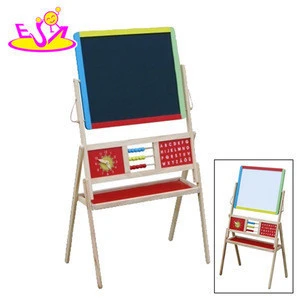 Educational double sided drawing toys wooden painting easel toy for children W12B012