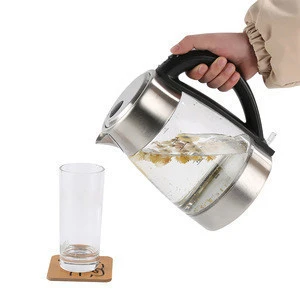 Electric Glass Kettle - Tea Pot Water Heater (1.7L) Fast Boiling, Stainless Steel Finish Hot Water Electric Kettle Glass