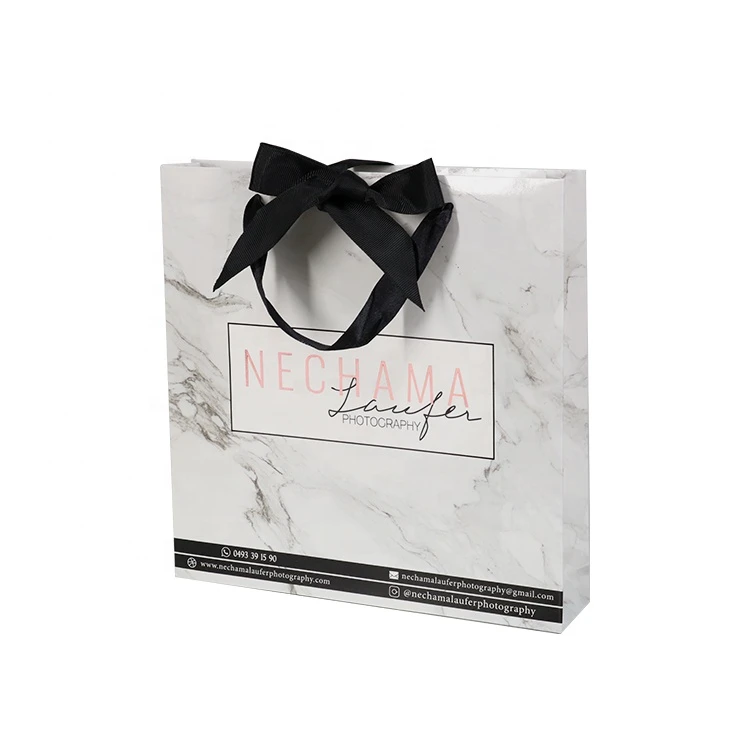Elegant Custom Marble Gift Bags Luxury Gift Bags With Ribbon
