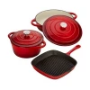 Enamel Cast Iron Casserole Grill Pan Cookware Set