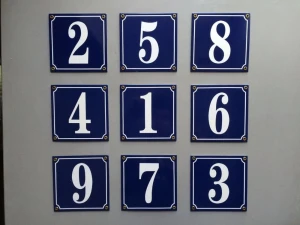 Enamel house number sign plate