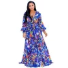 Ethnic new Fashion Women Maxi print dress long high quality Summer Beach Chiffon Party Dress