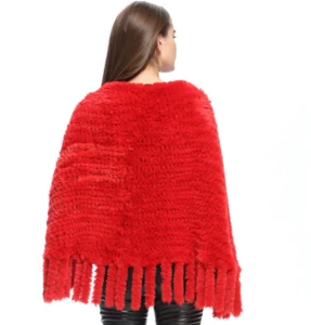Europe and the United States autumn and winter new hand-woven imitation rabbit fur tassel triangular bride fitted fur shawl